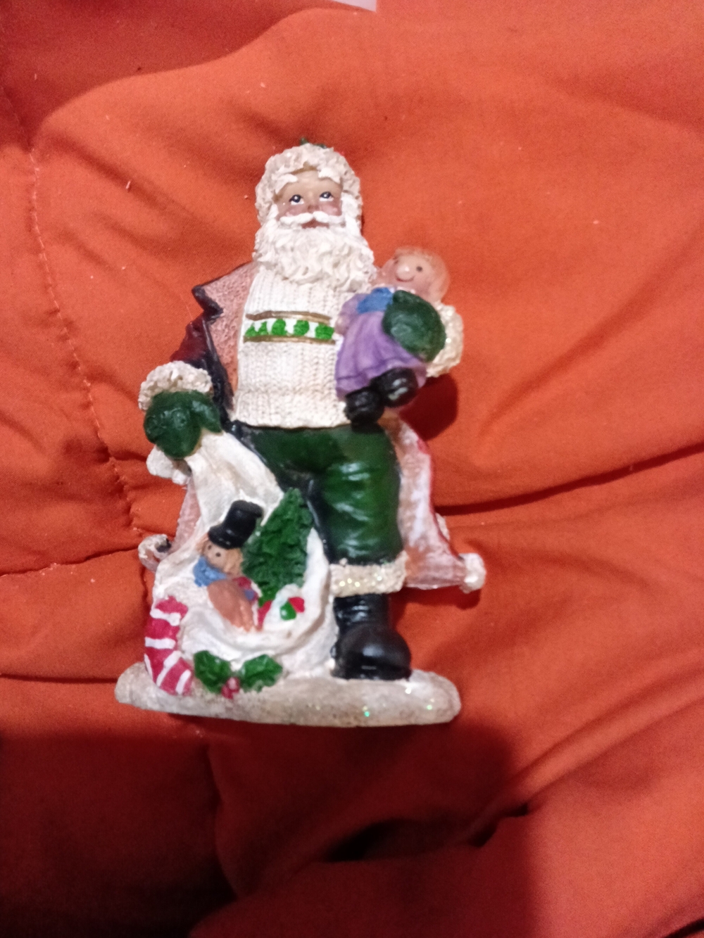 Festive Santa Figurine in Green and White - Unbranded
